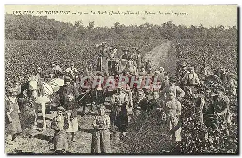 REPRODUCTION Les vins de Touraine La Borde Joue lez Tours Retour des vendangeurs