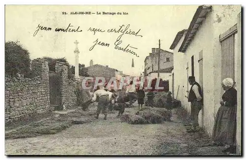 REPRODUCTION Ile de Re Le battage du ble agriculture