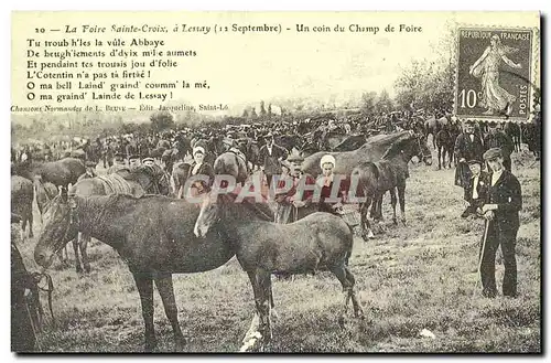 REPRODUCTION La foire Sainte Croix a Lessay Un coin du champ de foire Cheval Horse