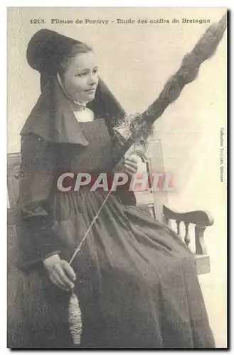 REPRODUCTION Fileuse de Pontivy Etude des coiffes de Bretagne Folklore Metier Artisanat