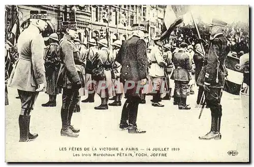 REPRODUCTION Les fetes de la Victoire a Paris 14 juillet 1919 Les trois Marechaux Petain Foch Joffre