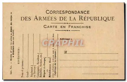 Carte en Franchise militaire