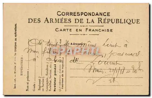 Carte en Franchise militaire