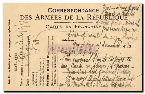 Carte en Franchise militaire