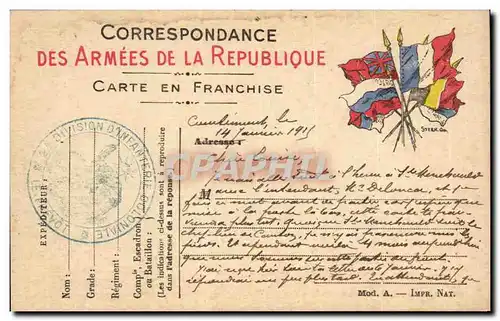 Carte en franchise militaire Militaria