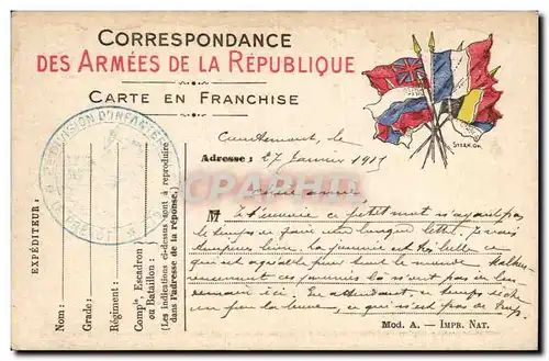 Carte en franchise militaire Militaria