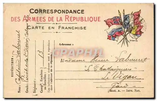 Carte en franchise militaire Militaria Labouret Le Vigau