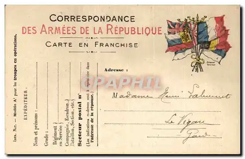 Carte en franchise militaire Militaria Labouret Le Vigau