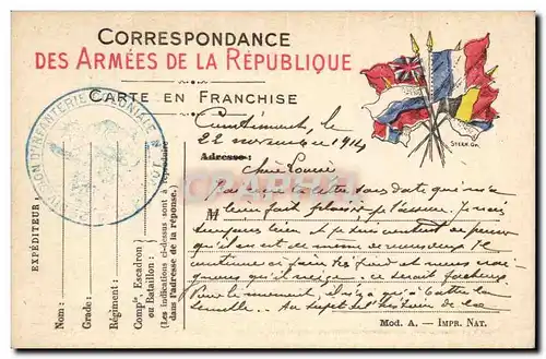 Carte en franchise militaire Militaria Labouret