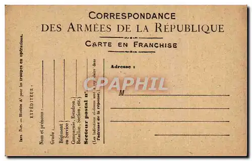 Carte en franchise militaire Militaria Neuve