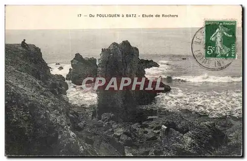 Cartes postales Du Pouliguen a Batz Etude de rochers