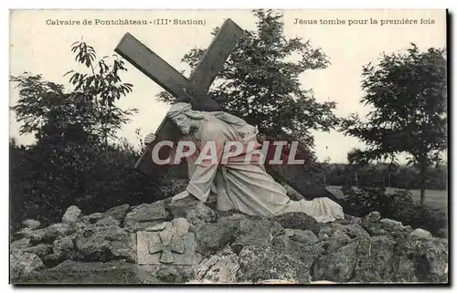 Ansichtskarte AK Calvaire de Pontchateau Jesus tombe pour la premiere fois