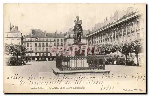 Ansichtskarte AK Nantes La statue et le cours CAmbronne