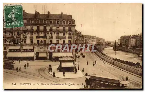 Ansichtskarte AK Nantes La place du commerce et les quais Train