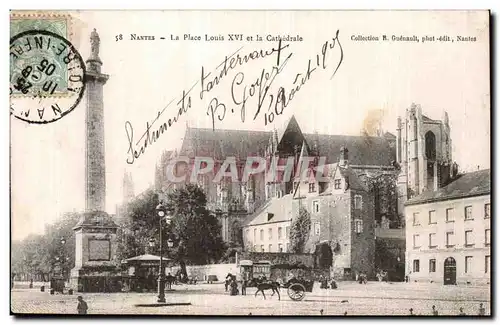 Cartes postales Nantes la place Louis XVI et la cathedrale