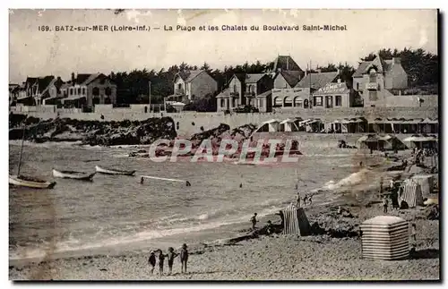 Cartes postales Batz sur mer La plage et les chalets du boulevard Saint Michel