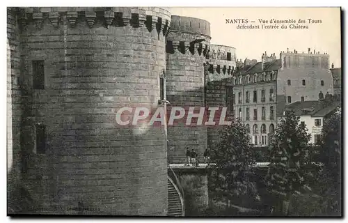 Cartes postales Nantes Vue d&#39ensemble des tours defandant l&#39entree du chateau