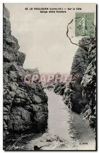 Cartes postales Le Pouliguen Sur la cote Gorge entre rochers