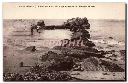 La Bernerie - Bords de Plage et Digue de Rochers en Mer - Ansichtskarte AK