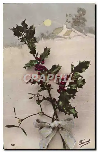 Fetes - Heureuse Annee - houx - holly - Happy New Year - Ansichtskarte AK