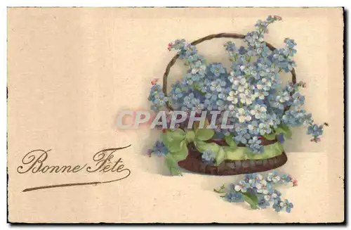Fetes - Holiday- Bonne Fete - Happy Birthday - Little basket of purple flowers - Cartes postales