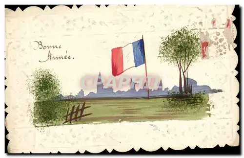 Fetes - Bonne Annee - Drapeau - French flag - Ansichtskarte AK handpainted peint a la main