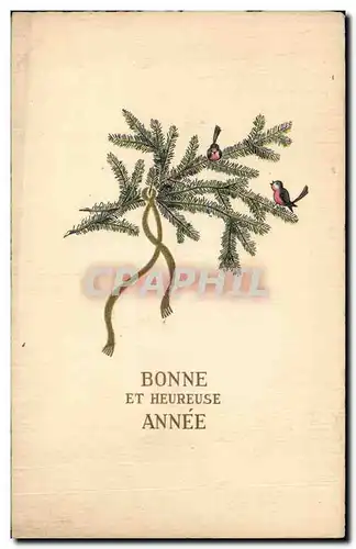 Fetes - Bonne Annee - Sapin - branch of evergreen - oiseau - bird Ansichtskarte AK