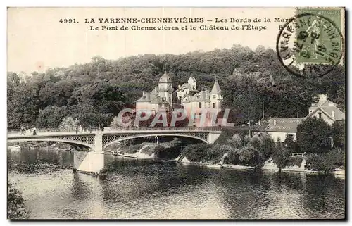 Ansichtskarte AK La VArenne Chennevieres Les bords de Marne Le pont de Chennevieres et le chateau de l&#39etape