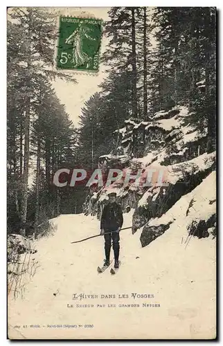 L'Hiver dans les Vosges - Le Skieur - Skiing - Cartes postales