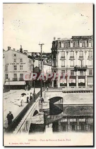 Cartes postales Epinal Pont de pierre et rue du pont