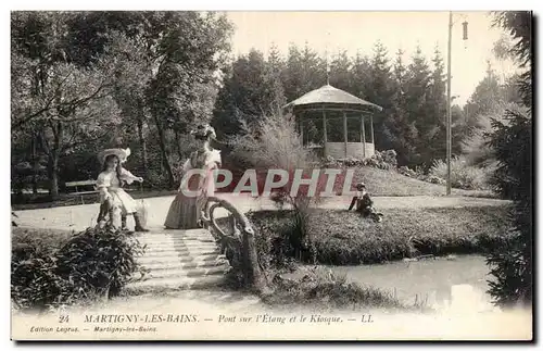 Martigny les Bains - Pont sur l&#39Etang et le Kiosque - enfant - Cartes postales