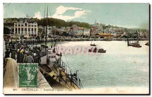 Cartes postales Trouville Torpilleur a quai