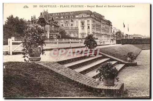 Deauville - Plage Fleurie - Royal Hotel et Boulevard Cornuche - Ansichtskarte AK