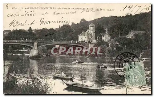 Cartes postales La Varenne Chennevieres Le pont et le chateau de l&#39etape