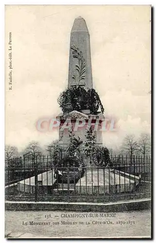 Cartes postales Champigny sur Marne Le monumenbt des mobiles de la cote d&#39or 1870 1871
