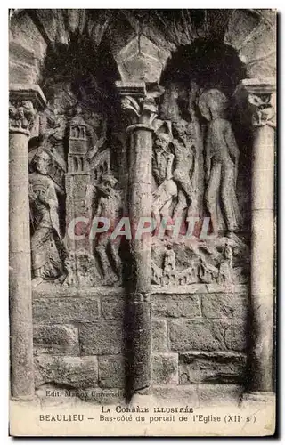 Cartes postales Beaulieu sur Dordogne Bas cote du portail de l'eglise