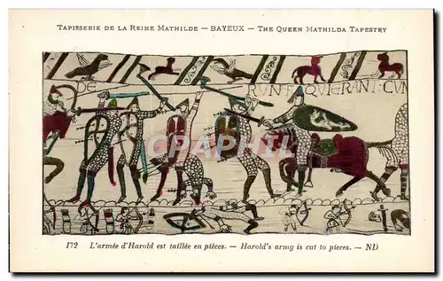 Cartes postales Bayeux Tapisserie de la reine Mathilde L&#39armee d&#39Harold est taillee en pieces