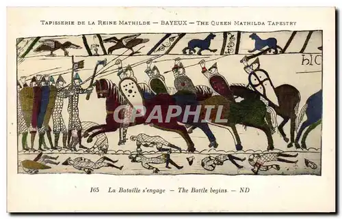 Cartes postales Bayeux Tapisserie de la reine Mathilde La bataille s&#39engage