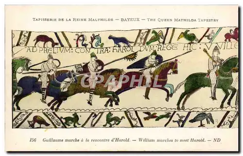 Cartes postales Bayeux Tapisserie de la reine Mathilde Guillaume marche a la rencontre d&#39Harold