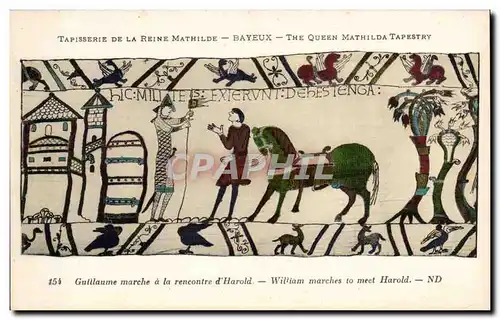 Cartes postales Bayeux Tapisserie de la reine Mathilde Guillaume marche a la rencontre d&#39Harold