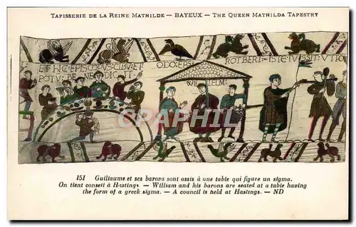 Cartes postales Bayeux Tapisserie de la reine Mathilde Les viandes cuisent les serviteurs de table remplissent l