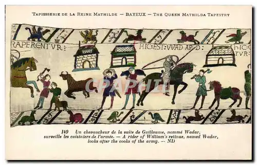 Cartes postales Bayeux Tapisserie de la reine Mathilde On monte en selle et les cavaliers