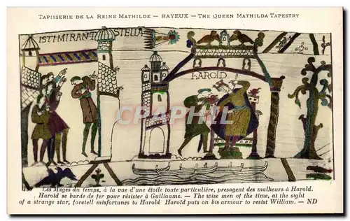 Cartes postales Bayeux Tapisserie de la reine Mathilde Les mages du temps Comete de Halley