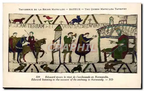 Cartes postales Bayeux Tapisserie de la reine Mathilde Edouard ecoute le recit de l&#39ambassade de Normandie