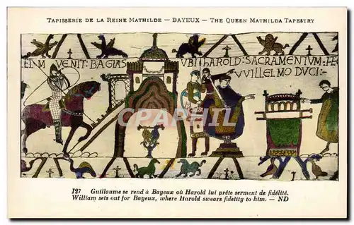 Ansichtskarte AK Bayeux Tapisserie de la reine Mathilde Guillaume se rend a Bayeux ou Harold lui prete serment de