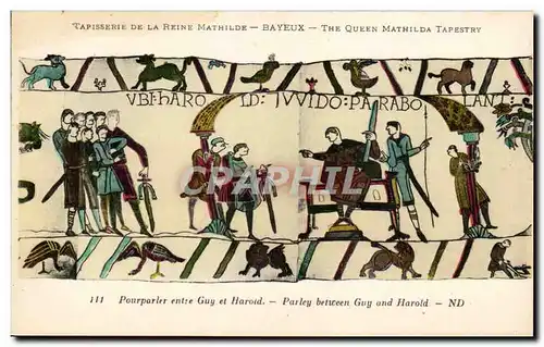Cartes postales Bayeux Tapisserie de la Reine Pourparler entre Guy et Harold