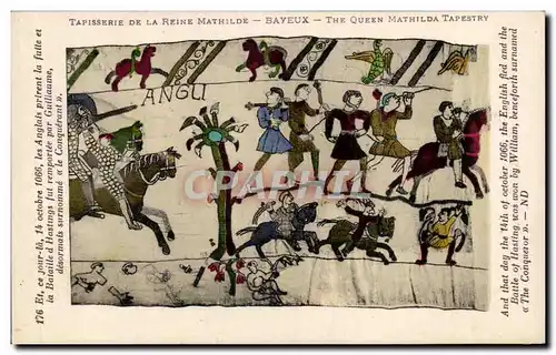 Cartes postales Bayeux Tapisserie de la Reine 14 octobre 1066 les Anglais prirent la fuite Hastings