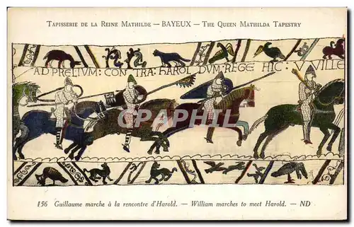 Cartes postales Bayeux Tapisserie de la Reine Mathilde Guillaume marche a la rencontre d&#39Harold