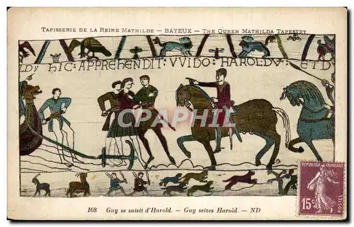 Cartes postales Bayeux Tapisserie de la Reine Mathilde Guy se saisist d&#39Harold