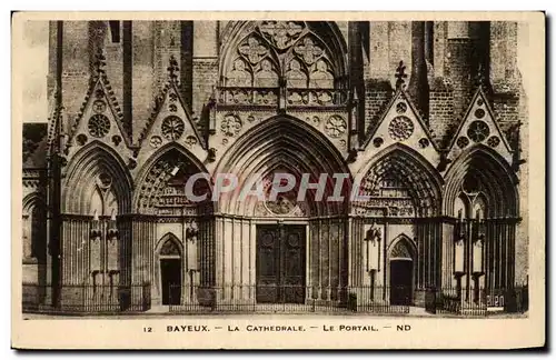 Cartes postales Bayeux La cathedrale Le portail